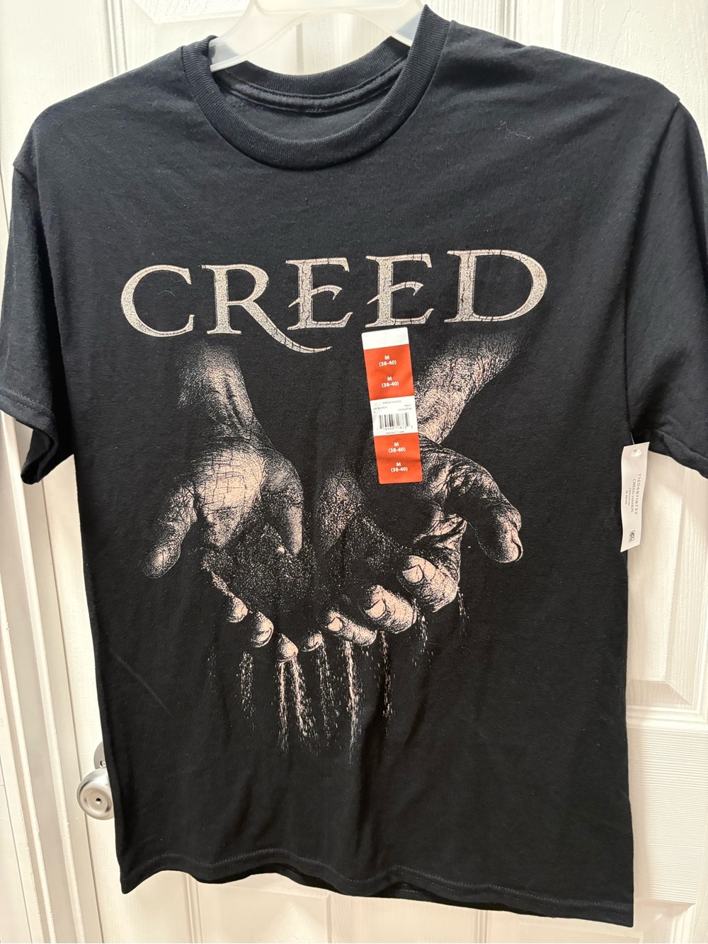 Creed Black Graphic Band Tee with Sand-Colored Hand Print